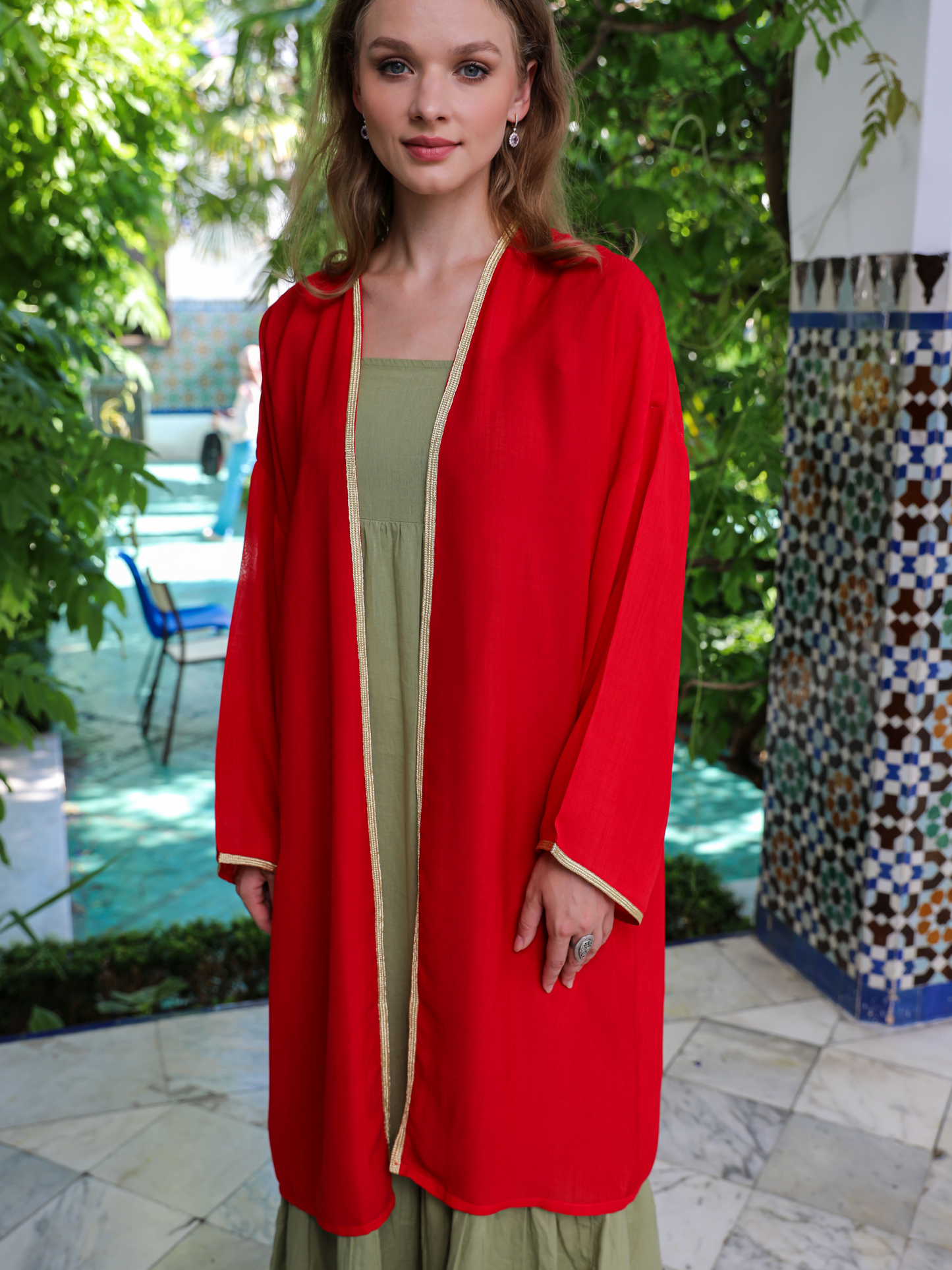 Caftan nawal kimono rouge femme