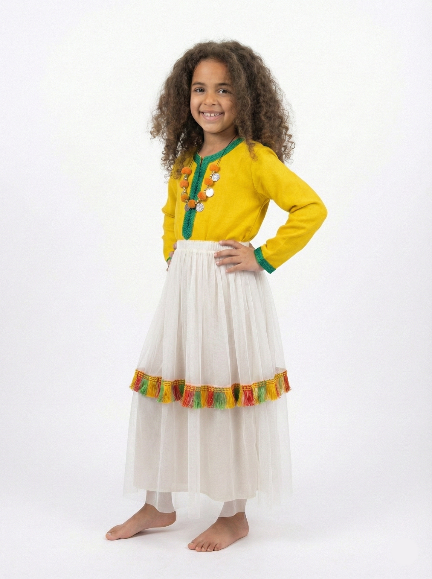 Caftan Amazigh pour fille Jaune de caftan Nawal