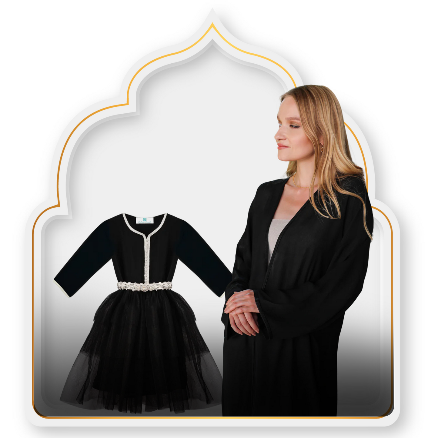Caftan Robe et Kimono Mère et Fille Noir