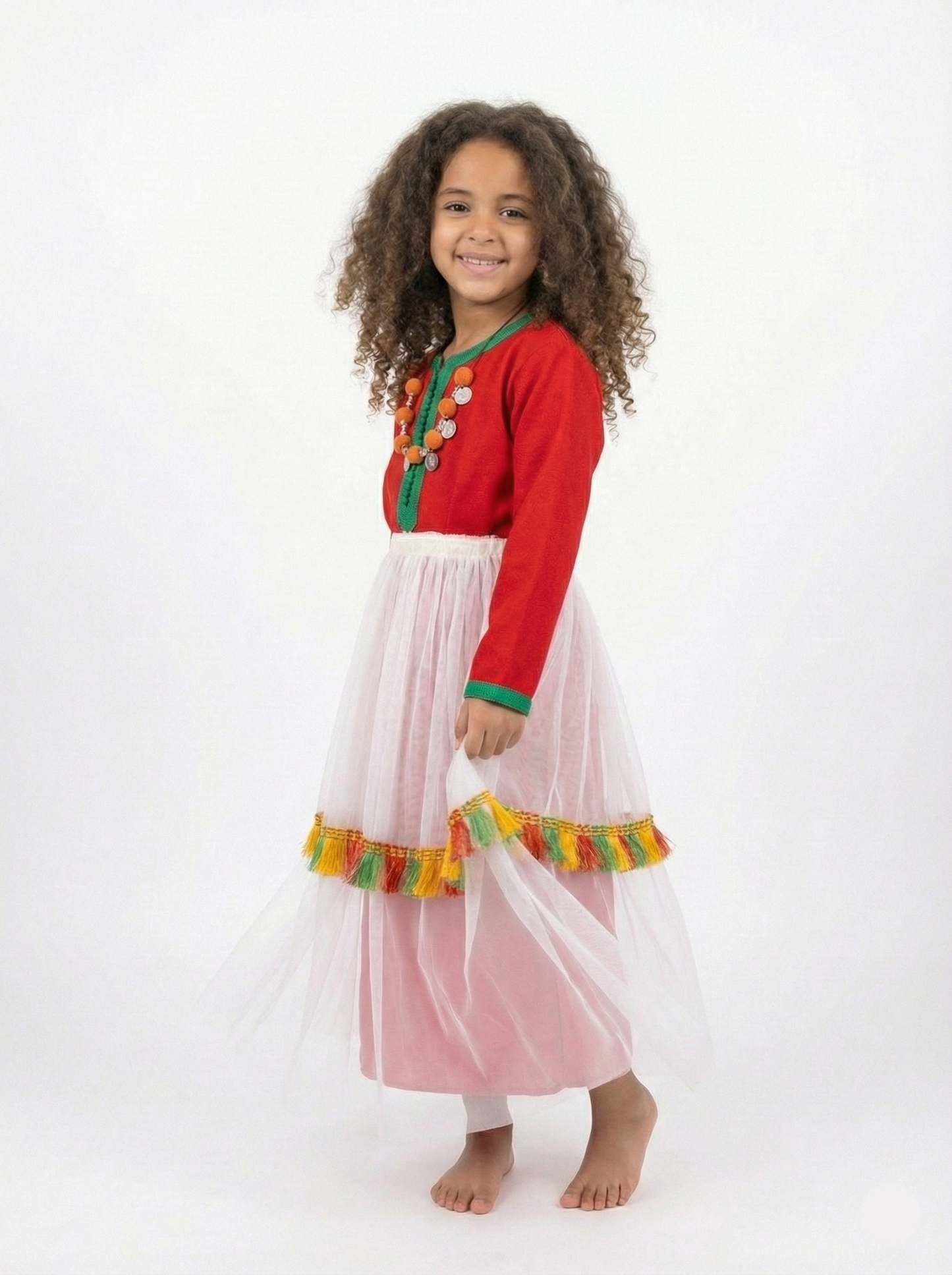 caftan rouge amazigh pour fille de caftan nawal Azeggaɣ