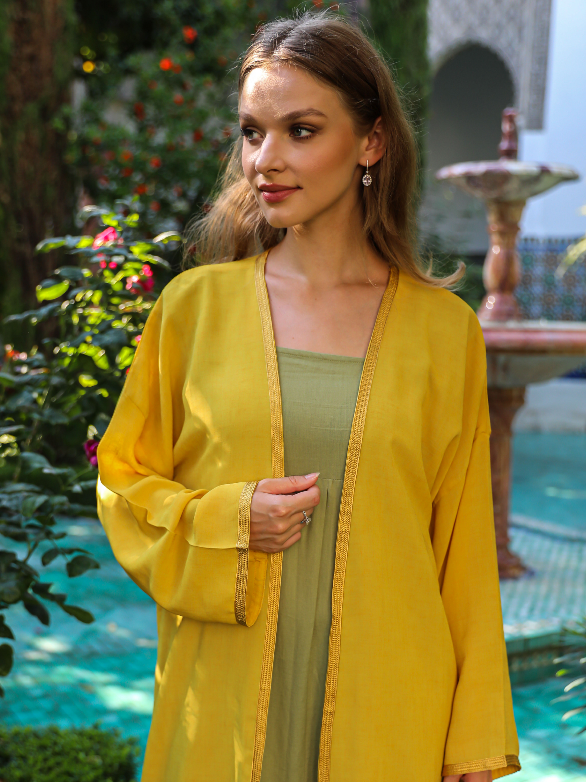 Caftan Nawal Kimono jaune pour femme