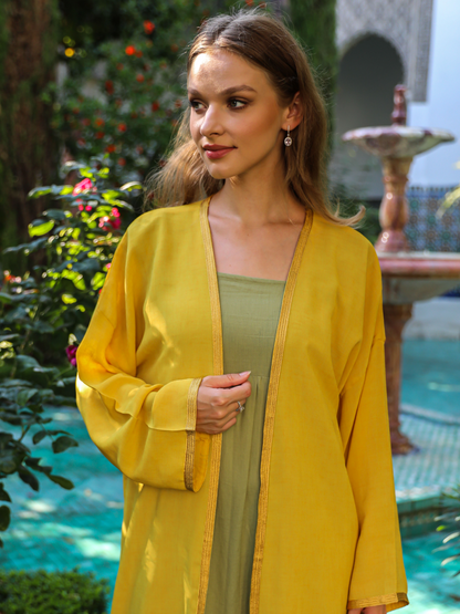 Caftan Nawal Kimono jaune pour femme