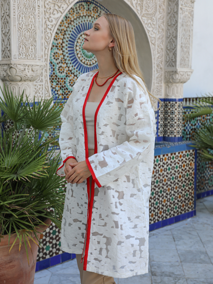 Caftan Nawal Kimono blanc pour femme