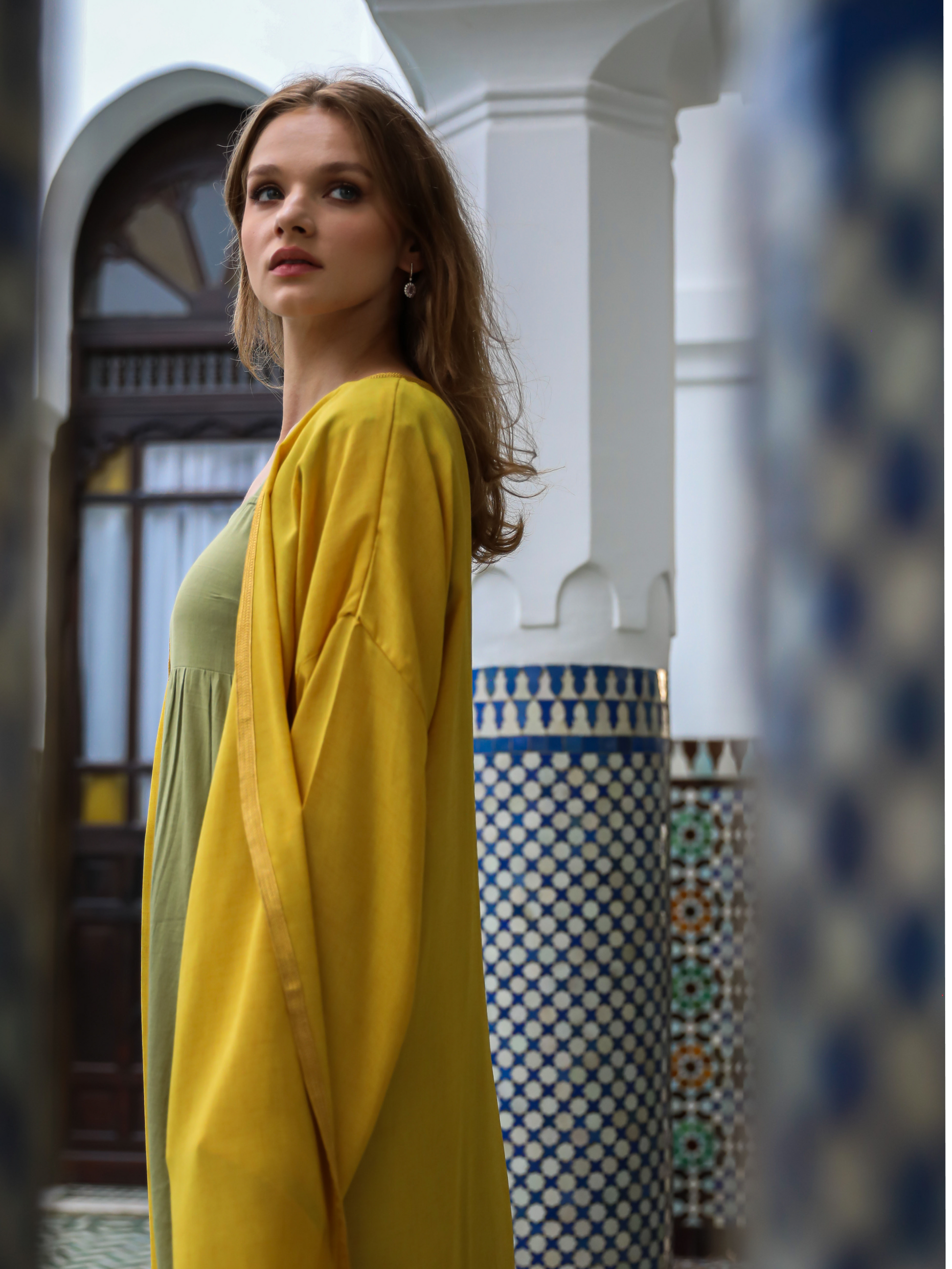 Caftan Nawal Kimono jaune pour femme