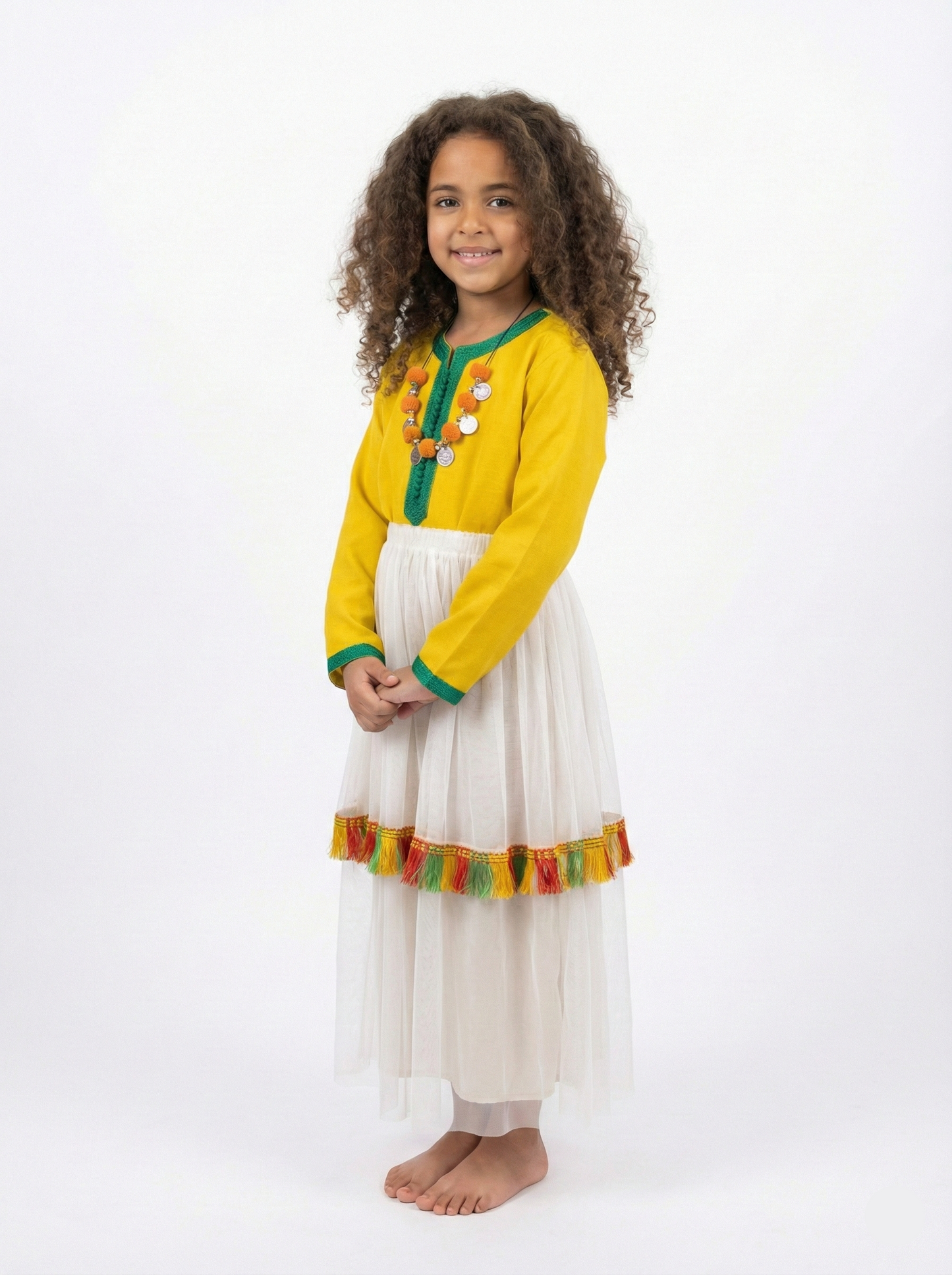 Caftan Amazigh pour fille Jaune de caftan Nawal