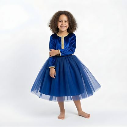 Caftan Bleu Saphir pour Fille de caftan nawal