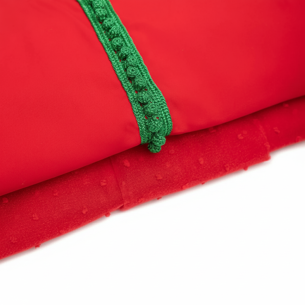 Caftan bladi fille rouge et vert de caftan nawal