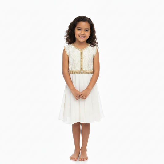 Caftan blanc etincelle pour fille de caftan nawal