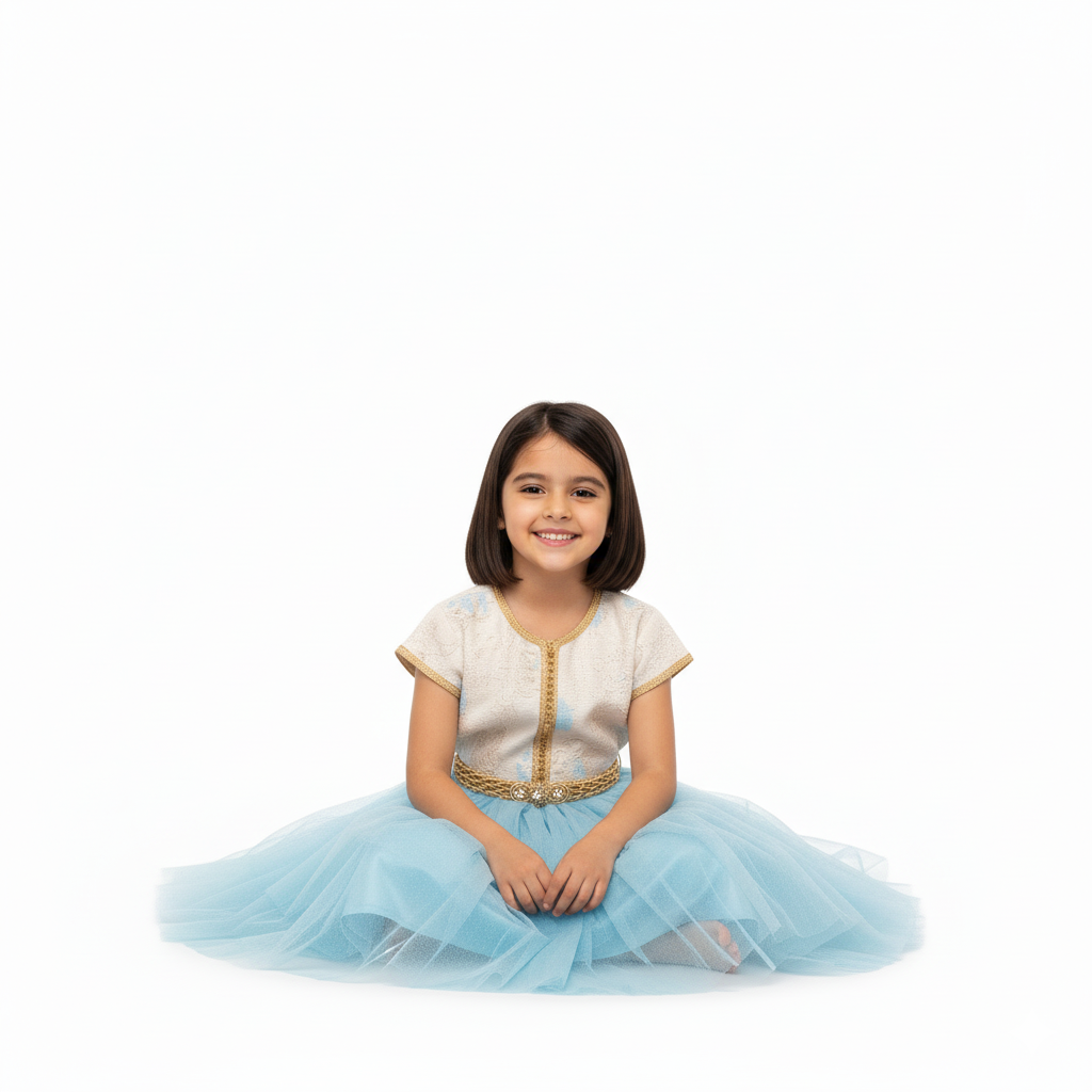 Caftan blue bud pour fille de Caftan Nawal