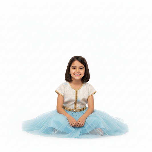 Caftan blue bud pour fille de Caftan Nawal