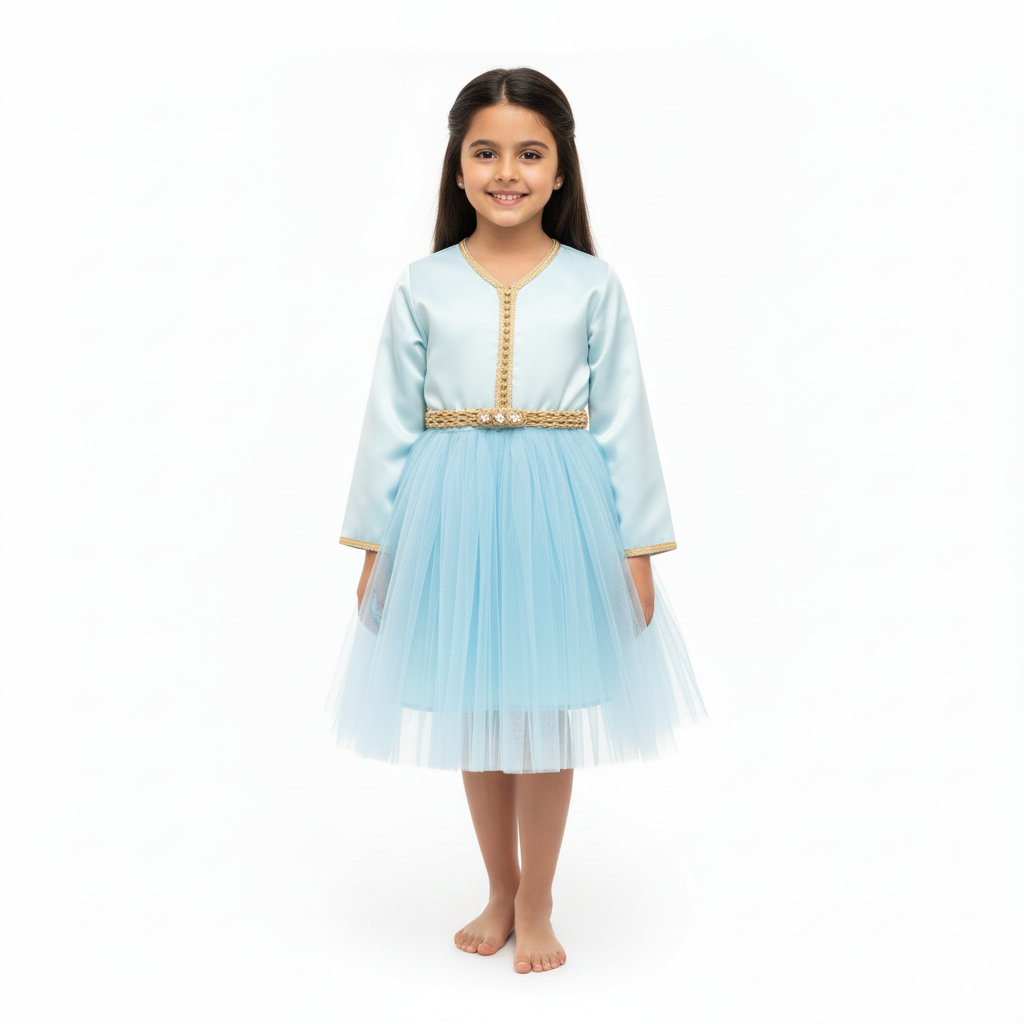 Caftan robe Bleu clair pour fille de caftan nawal