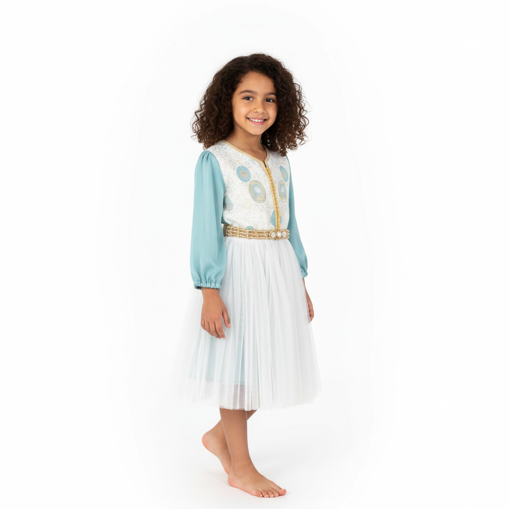 Caftan robe bleu glacier pour fille de caftan nawal