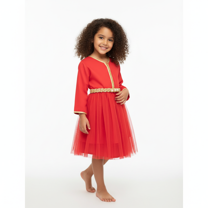 Caftan rouge pour fille de caftan nawal
