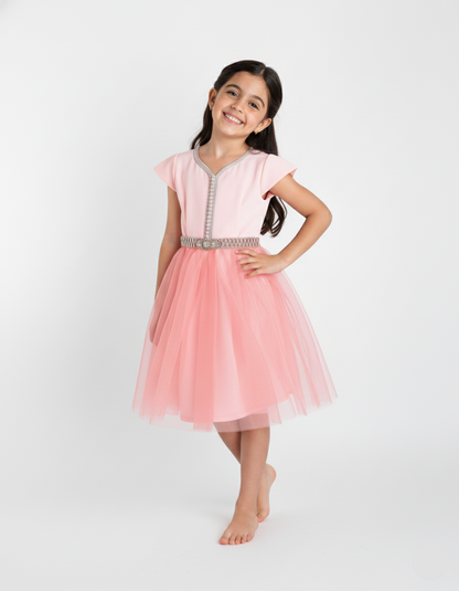 Caftan saumon rose pour fille de caftan nawal