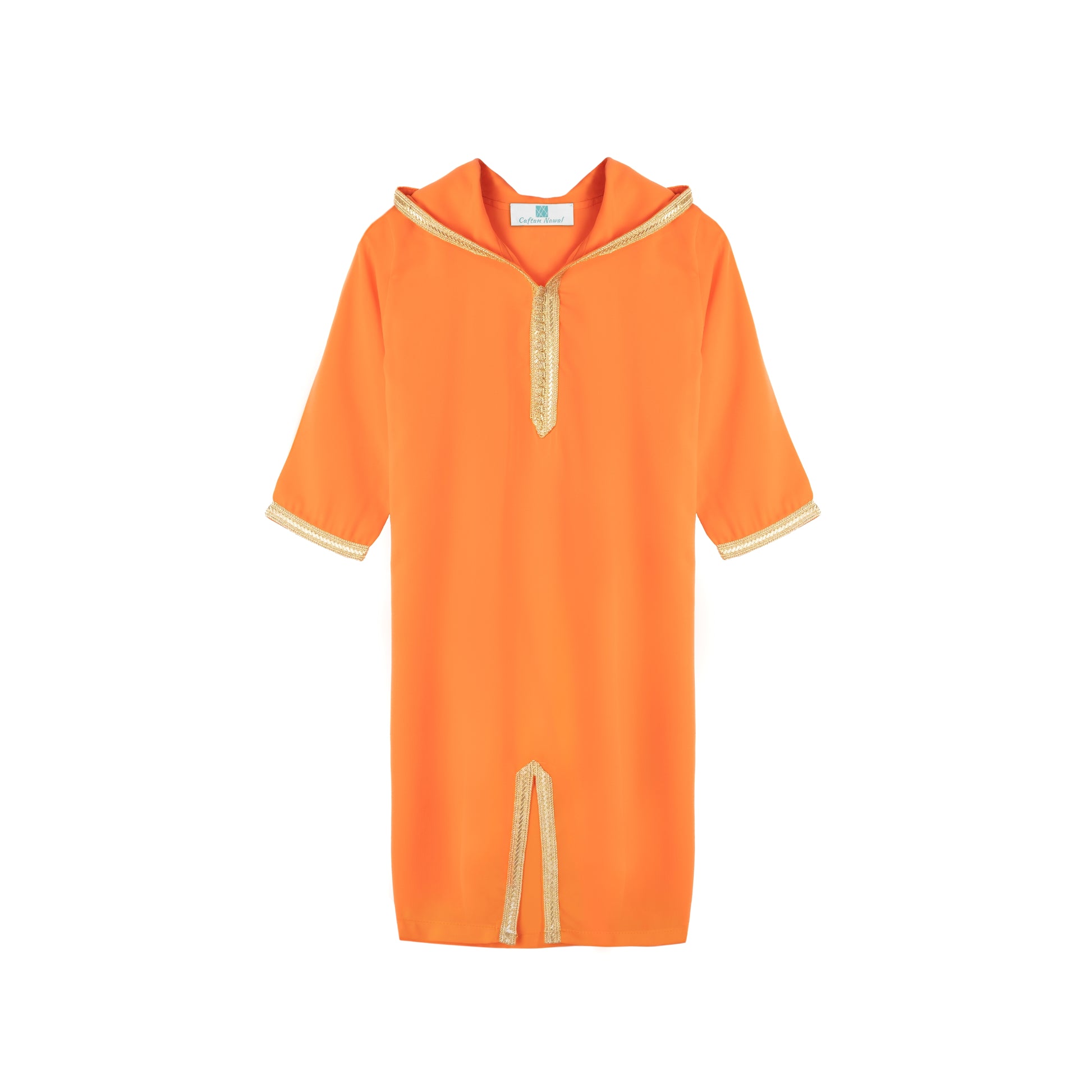 Caftan Nawal -Jellaba Orange mango pour fille