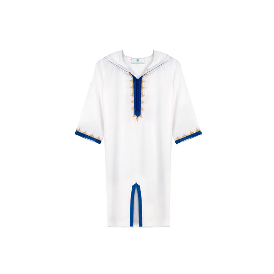 Caftan Nawal - Jellaba Blanc bleu pour fille