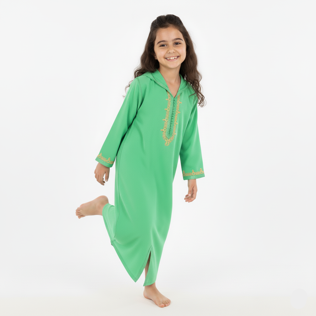 Jellaba Vert Paris pour fille