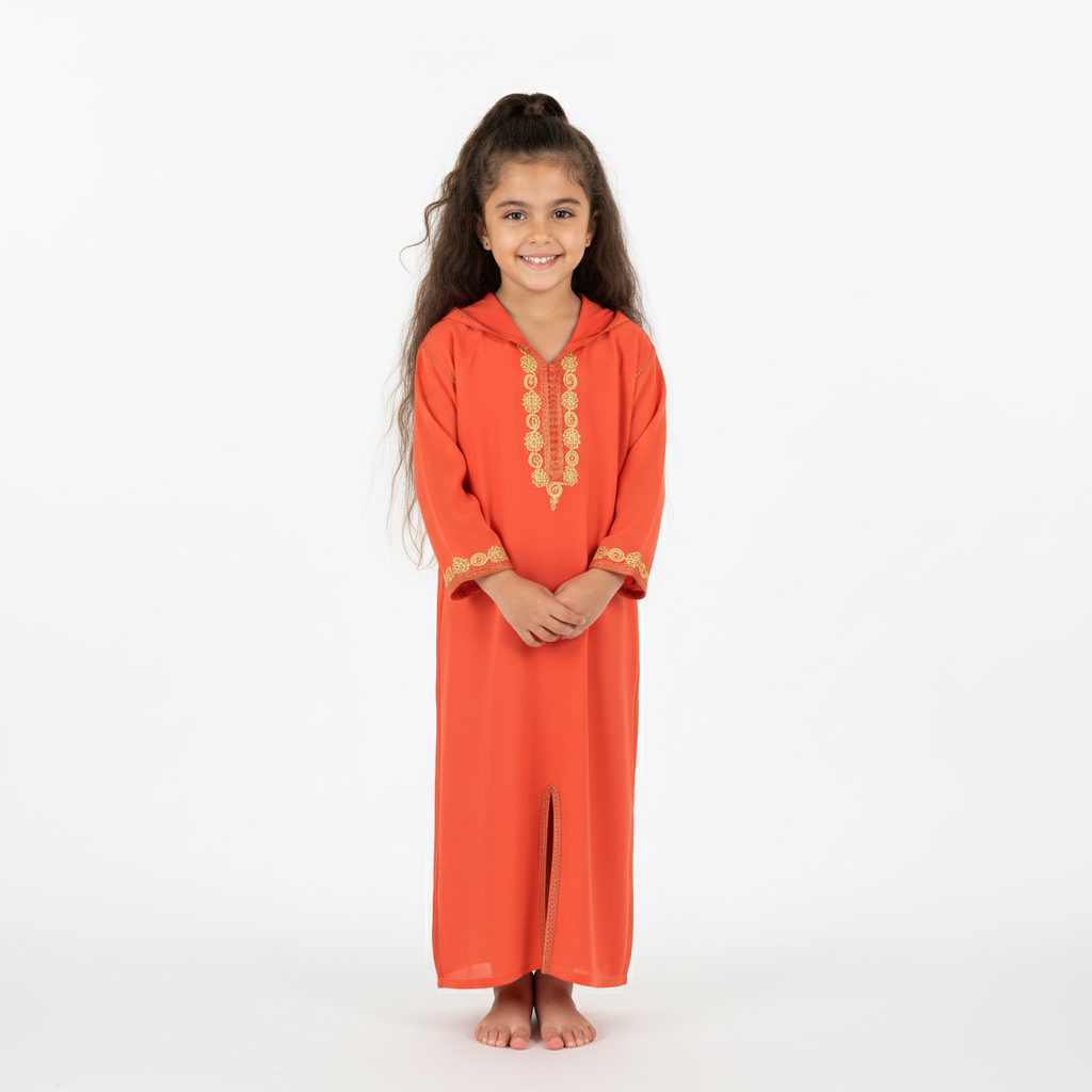 جلابة برتقالية للبنات