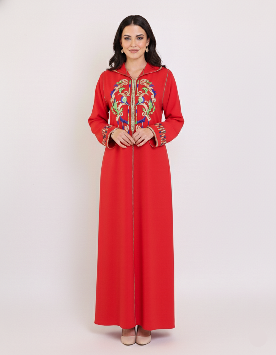 Jellaba - Rouge fraise pour femme