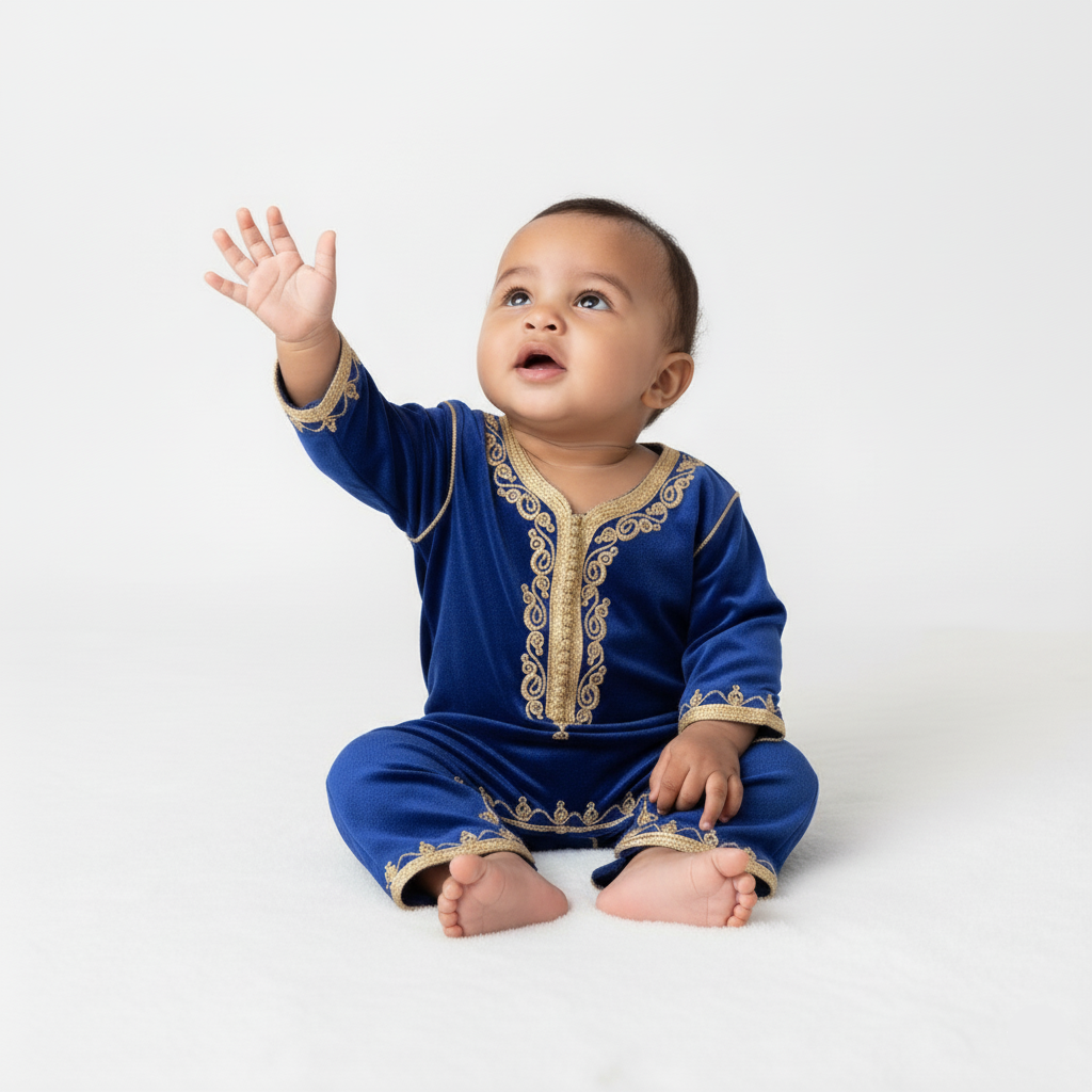 Grenouillère bleu pour bébé de caftan nawal
