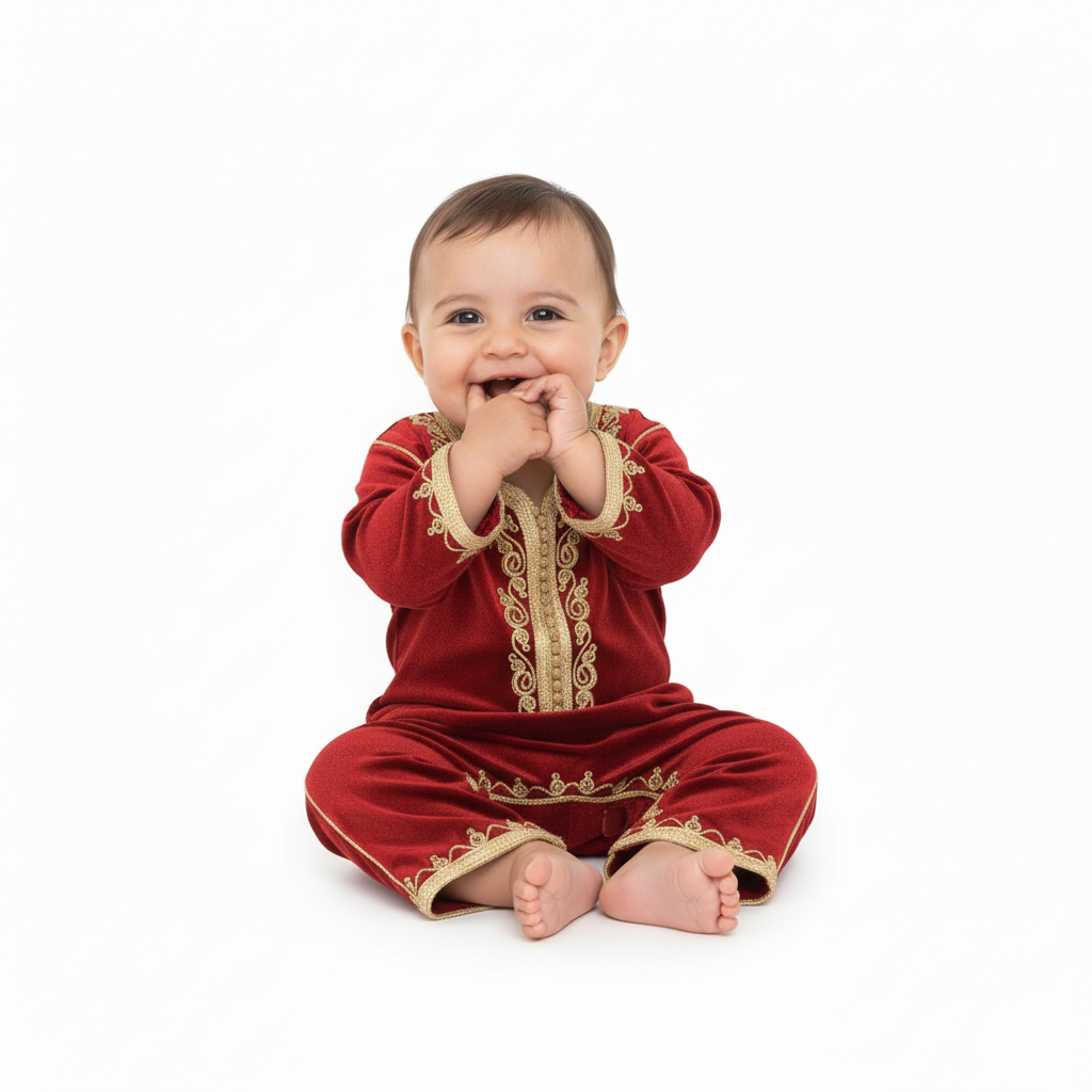 Grenouillère bordeaux pour bébé de caftan nawal