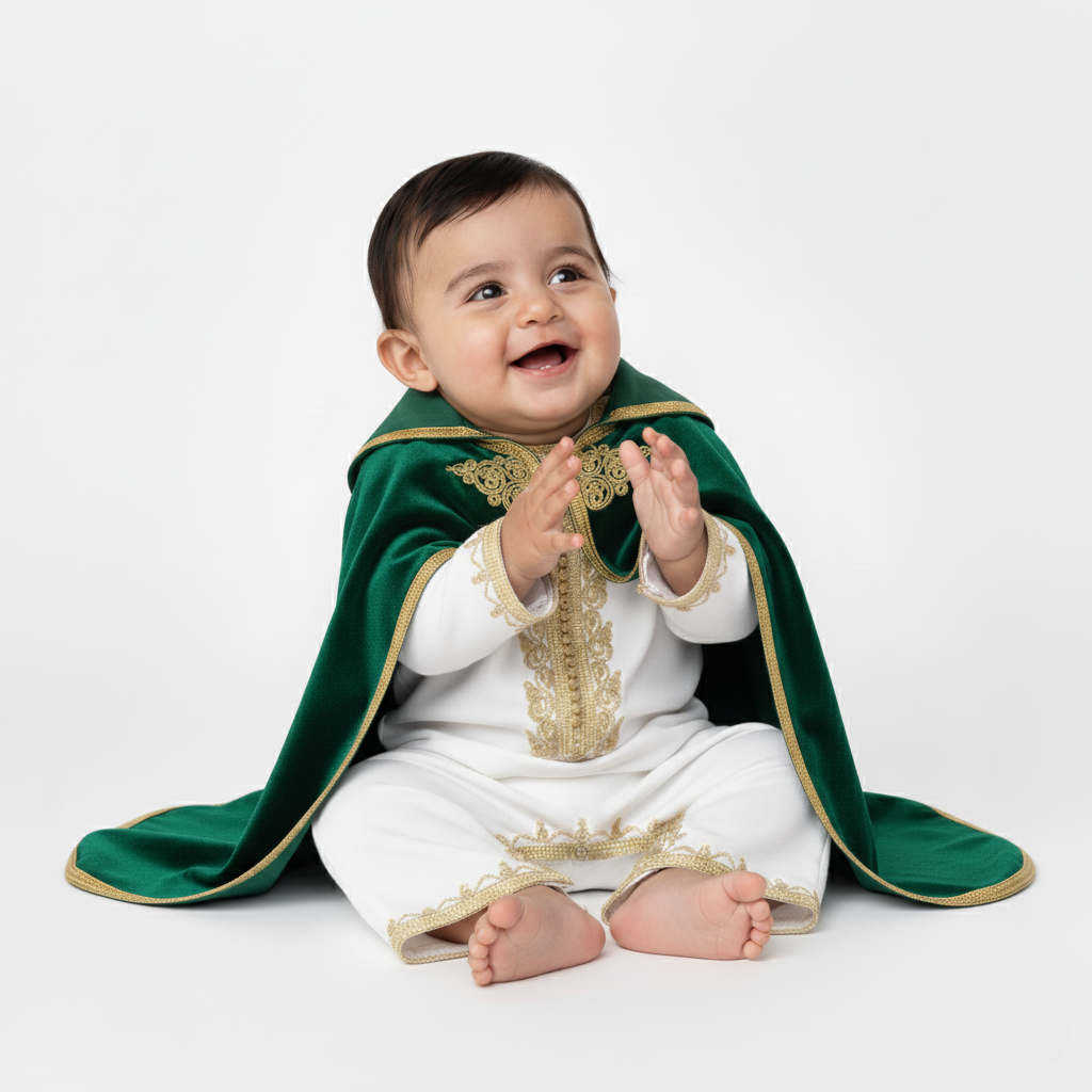 Grenouillère vert pour bébé de caftan nawal