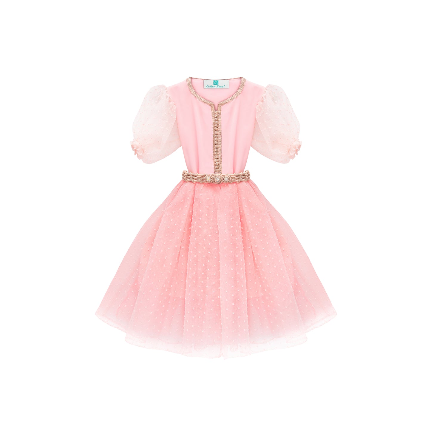 Caftan - Rose à pois pour fille