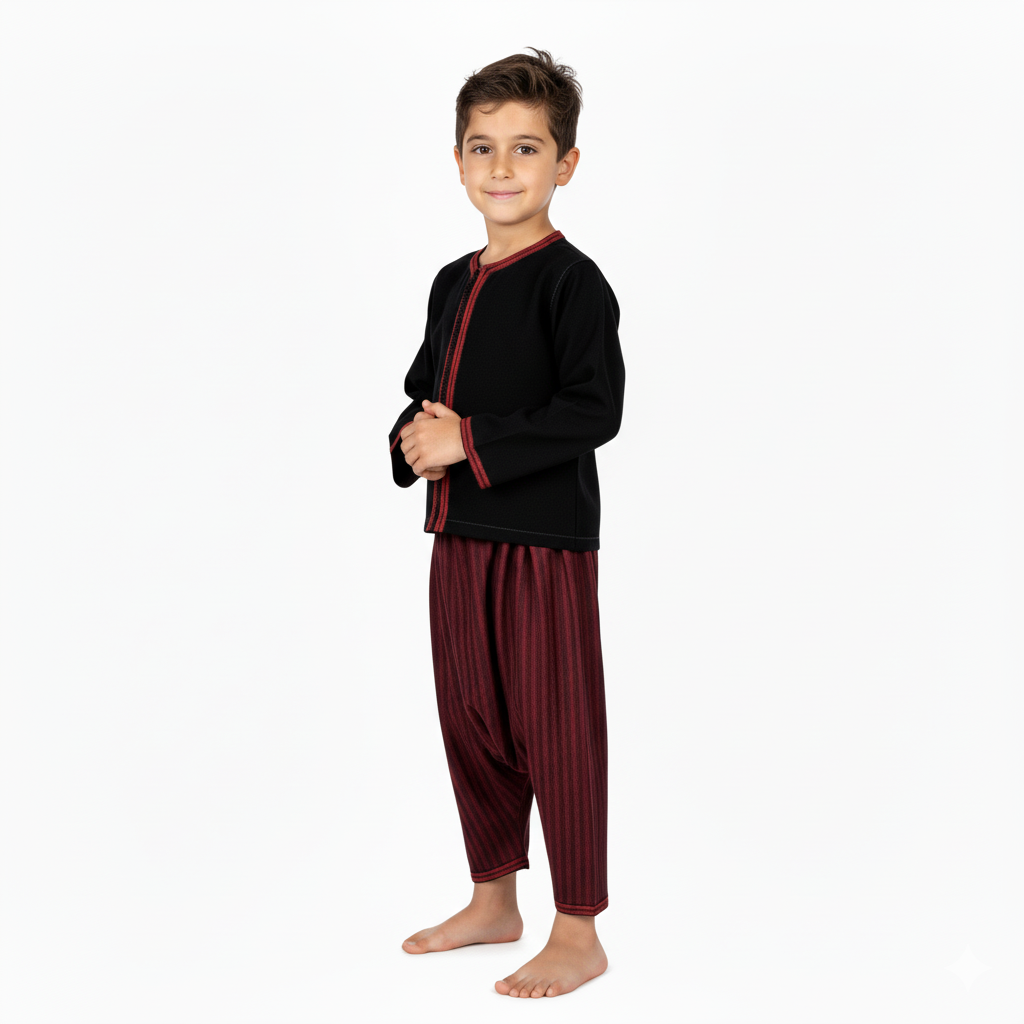 Jabador Noir bordeaux pour garçon de caftan nawal