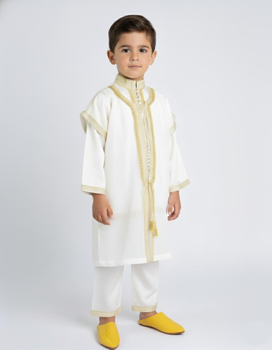 Jabador blanc doré pour garçon de caftan nawal