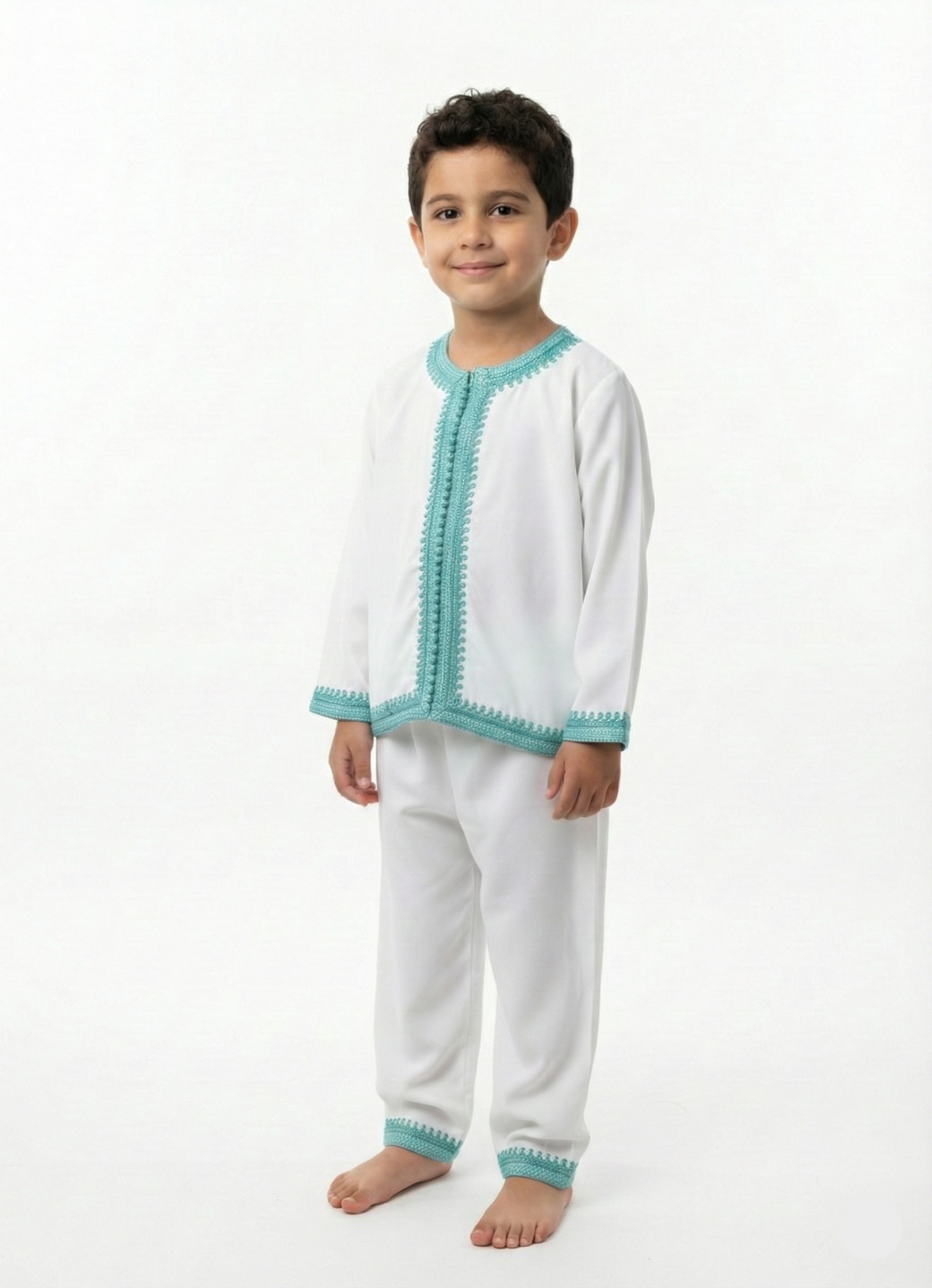 Jabador turquois avec selham pour garçon de caftan nawal