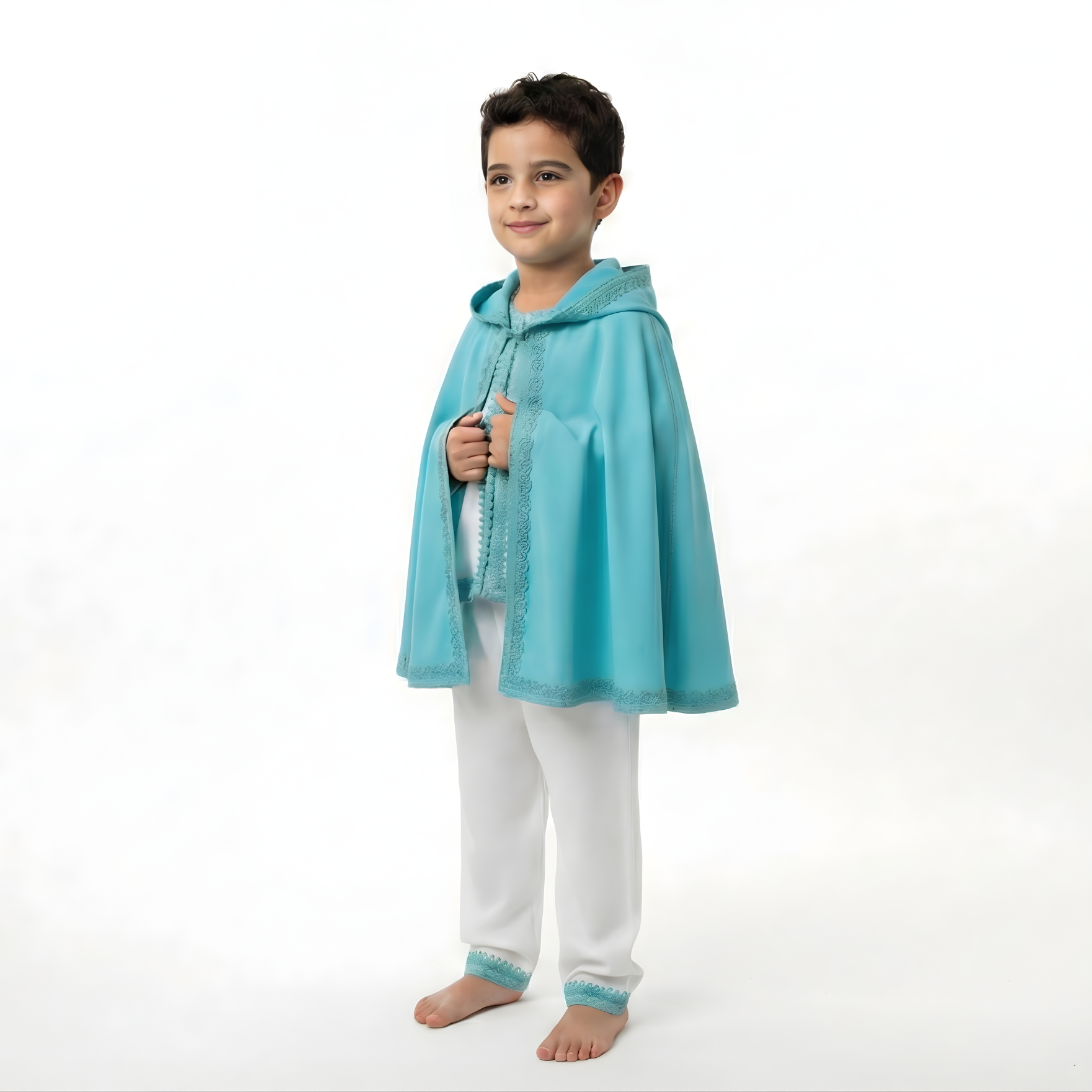 Jabador turquois avec selham pour garçon de caftan nawal