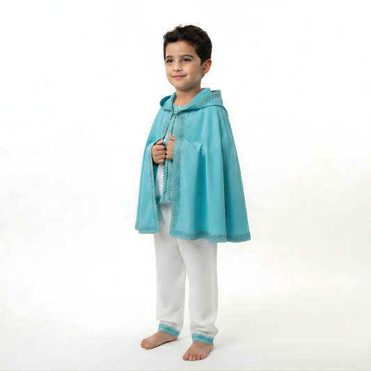 Jabador turquois avec selham pour garçon de caftan nawal