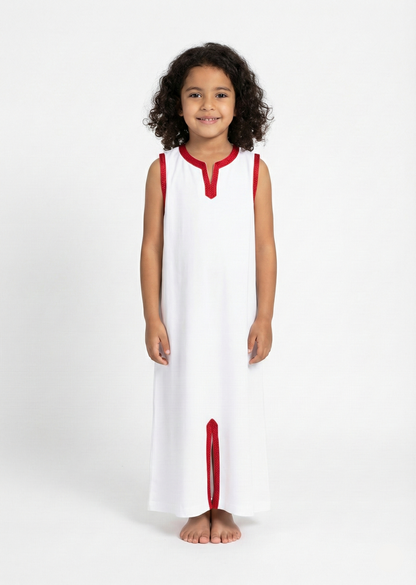 Jellaba Rouge Rubis pour fille de caftan nawal