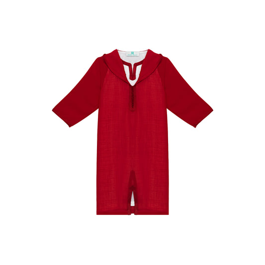 Jellaba Rouge Rubis pour fille de caftan nawal