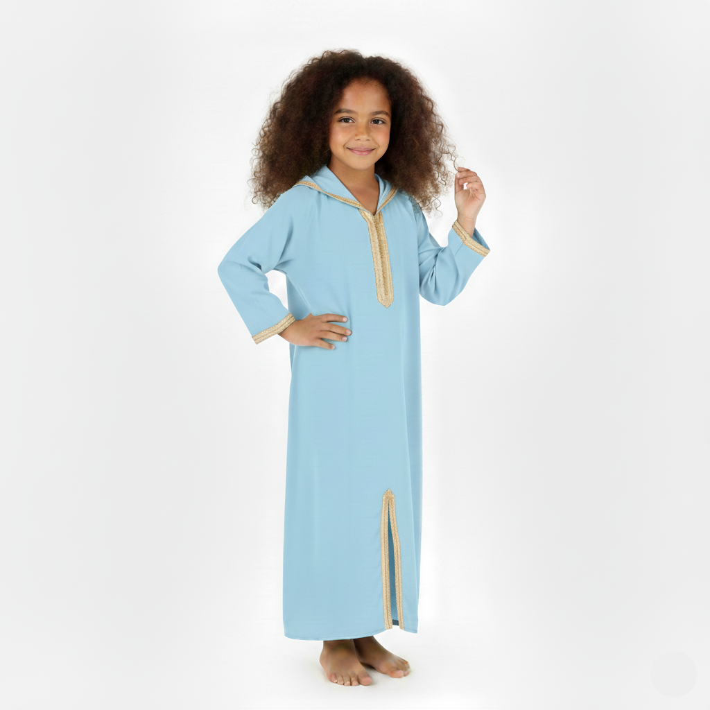 Jellaba bleu ciel pour fille de caftan nawal
