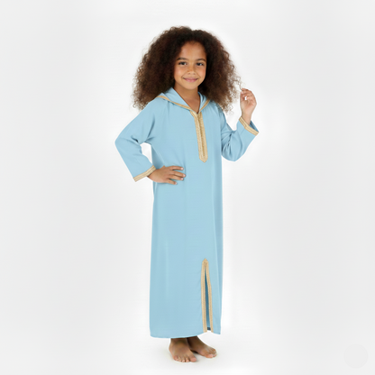 Jellaba bleu ciel pour fille de caftan nawal