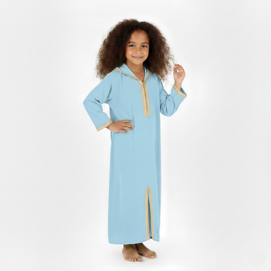 Jellaba bleu ciel pour fille de caftan nawal
