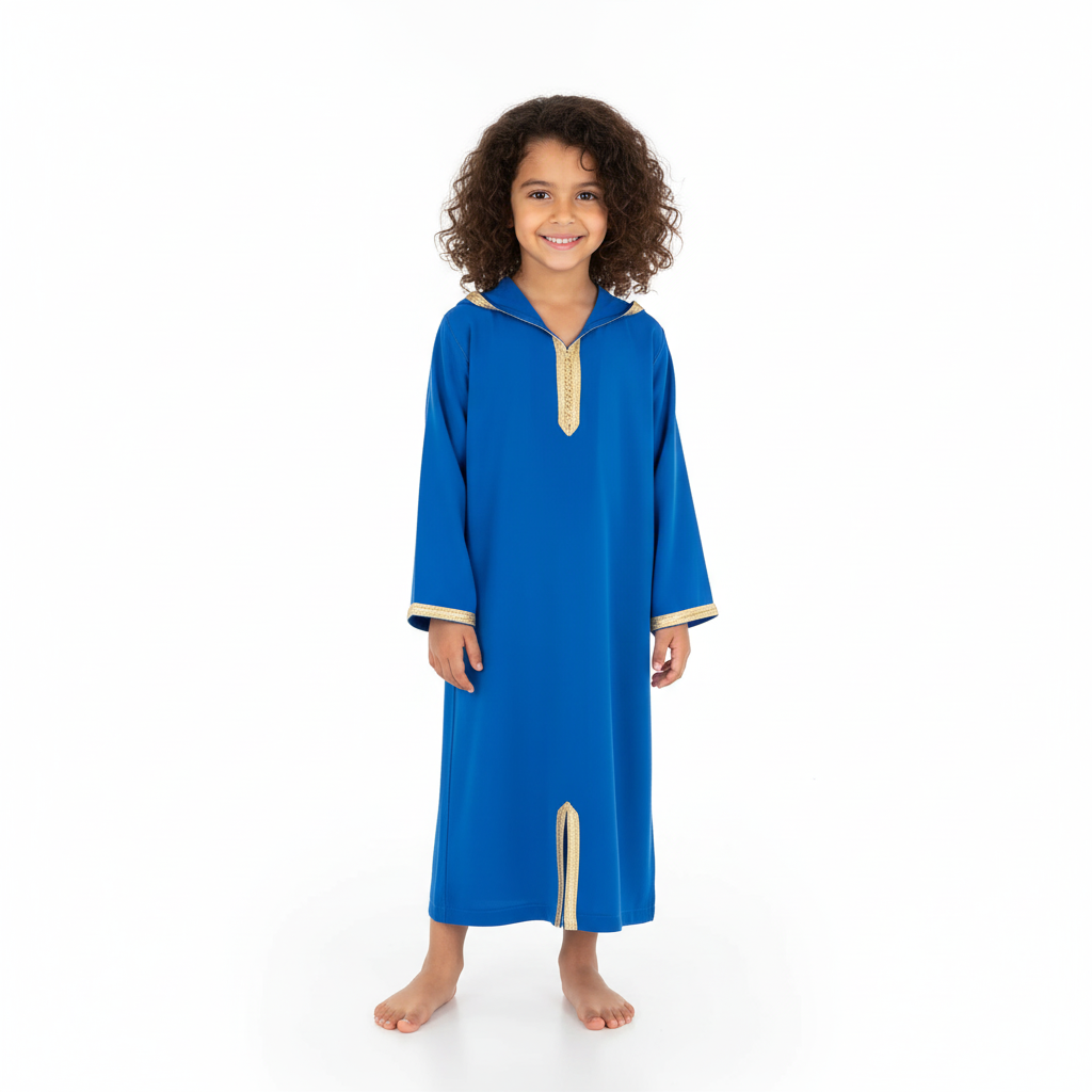 Jellaba bleu de caftan nawal pour fille