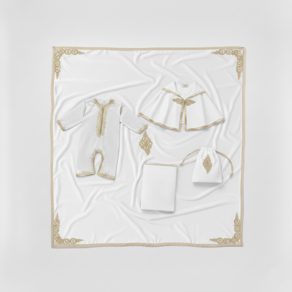 Pack naissance blanc pour bébé de caftan nawal