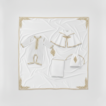 Pack naissance blanc pour bébé de caftan nawal