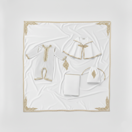 Pack naissance blanc pour bébé de caftan nawal