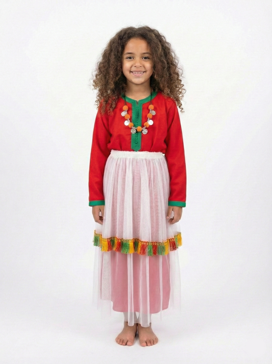 caftan rouge amazigh pour fille de caftan nawal Azeggaɣ